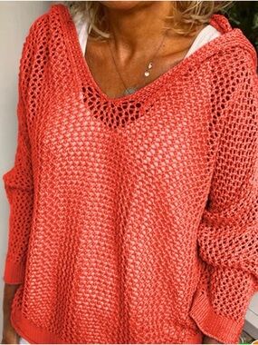 Women's Burnt Red Mesh Hoodie